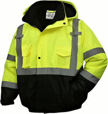 High Visibility Reflective Jackets for Men, Waterproof Class 3 Safety Jacket wit
