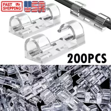 200PCS Cable Clips Self-Adhesive Tie Cord Management Wire Holder Organizer Clamp