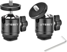 UTEBIT 2 Pack Mini Ball Head with 1/4" Hot Shoe Mount Adapter Max Load 2