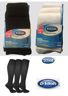 Dr. Scholl's Damen Reise Kompressions-/Diabetiker Kniestrümpfe 3 Paar Pack