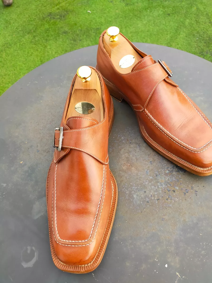 Canali Mens Brown Leather Monk Strap Designer Shoes UK 9.5
