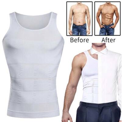 MEN SLIMMING BODY SHAPER BELLY TUMMY CONTROL COMPRESSION VEST SHIRT UNDERWEAR UK