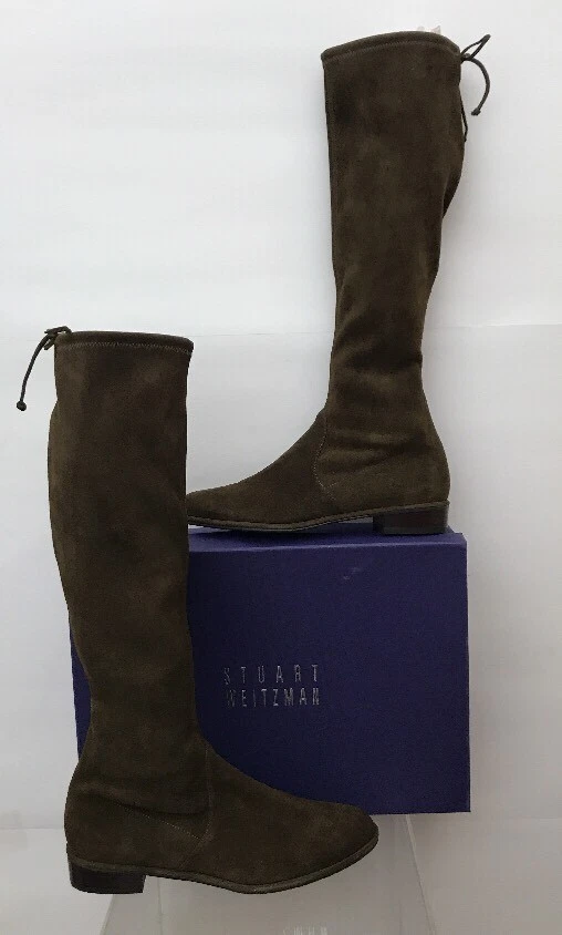 STUART WEITZMAN Kneezie Olive Stretch Suede Leather Below the Knee Boots 10 NEW