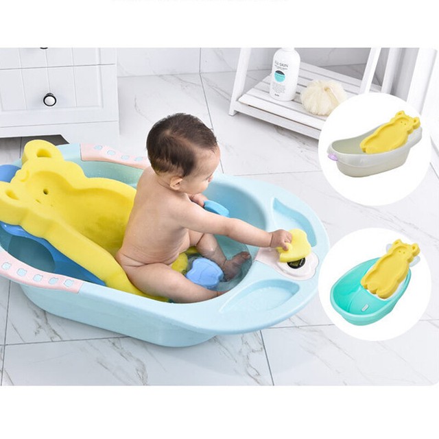 Newborn Antislip Soft Sponge Mat Baby Bath Tub Cushion Pad Infant