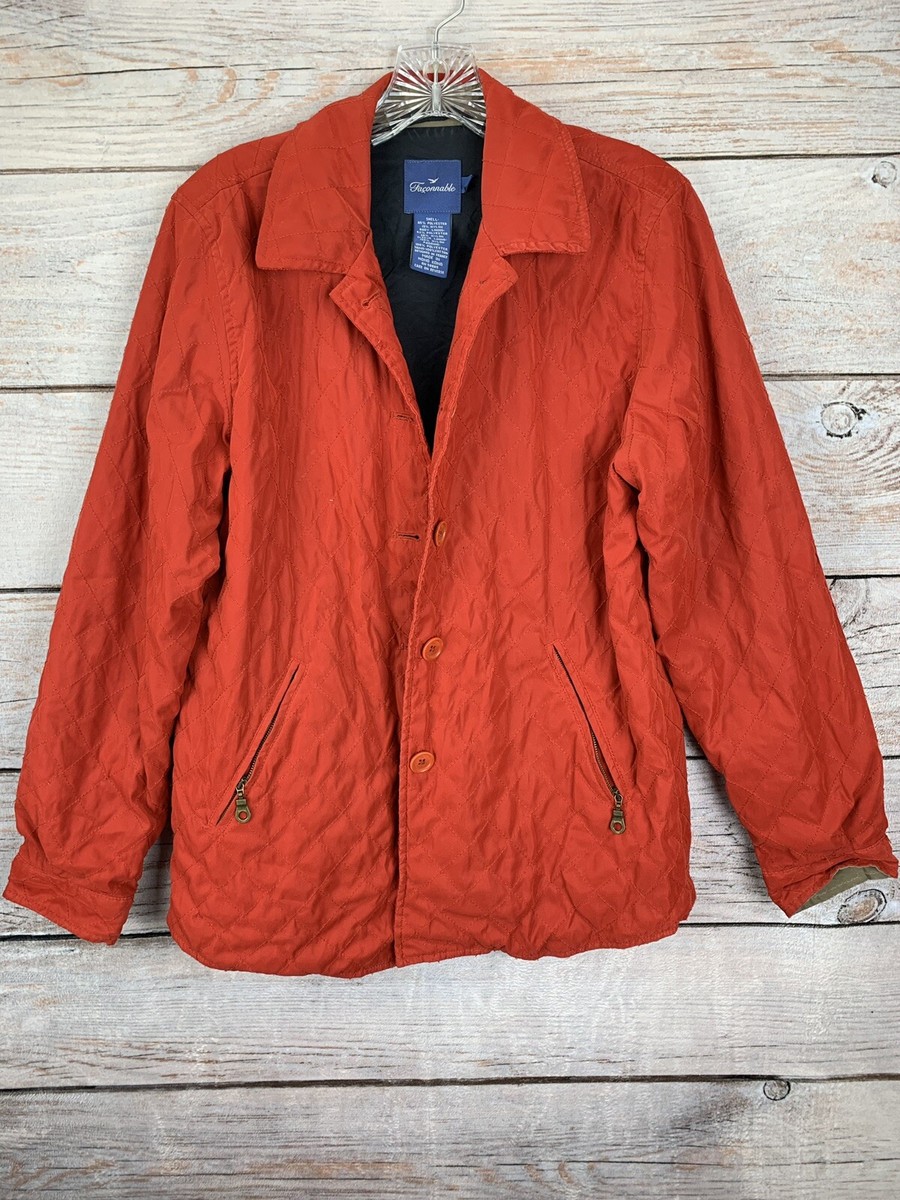 FACONNABLE Quilted Water Resistant Red Jacket Button Front Size S 