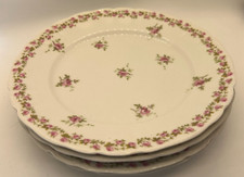 4 Antique LIMOGES Porcelain 8" plates All ROSES w Decorative GILT Accents