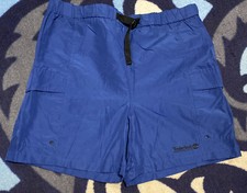 TIMBERLAND HIKE ACTIVEWEAR SWIM TRUNKS MESH LINED POCKETS ADJ WAIST BLUE MEN LG