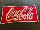 Vintage Coca-Cola Afghan Throw Blanket Handmade? Homemade? By Granny 68” By 32”