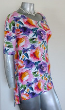 NWT Agnes  Dora Women  s Floral Hi-Lo Tee Pullover tunic top Size S Short sleeve