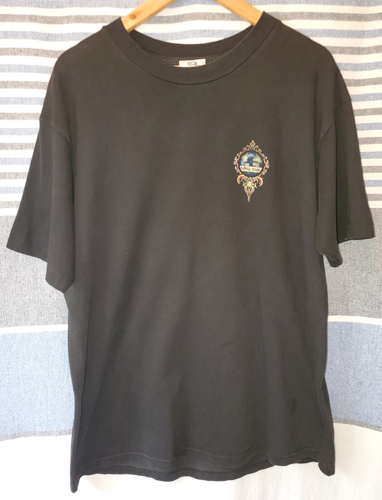 ALTRA Camicia vintage anni '90 World Issue XL nera Debate Relate Tolerate punto singolo USA