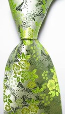 New Classic Floral Light Green Black JACQUARD WOVEN 100 Silk Men's Tie Necktie