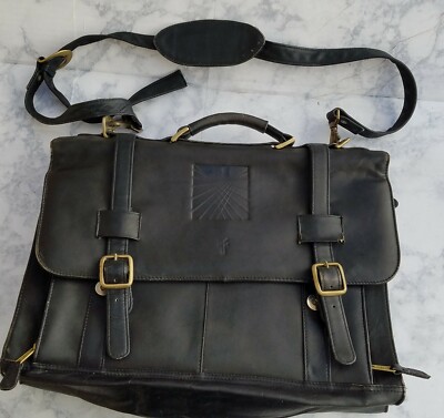 Frye Black Leather Distressed Shoulder Strap Messenger  Bag/Briefcase/Satchel