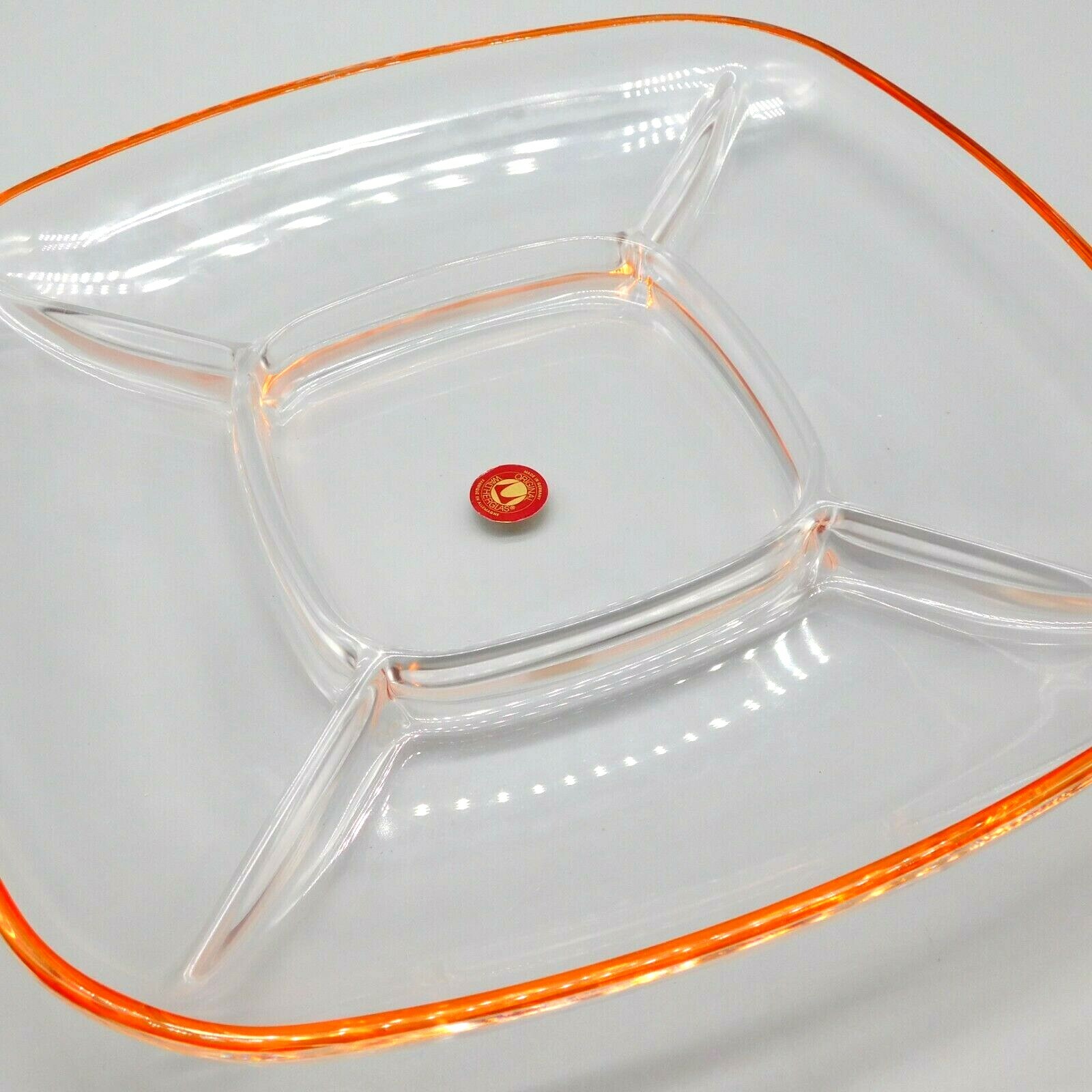 WaltherGlas Germany Glass Divided Serving Tray Vegetables Tacos Chips Dips