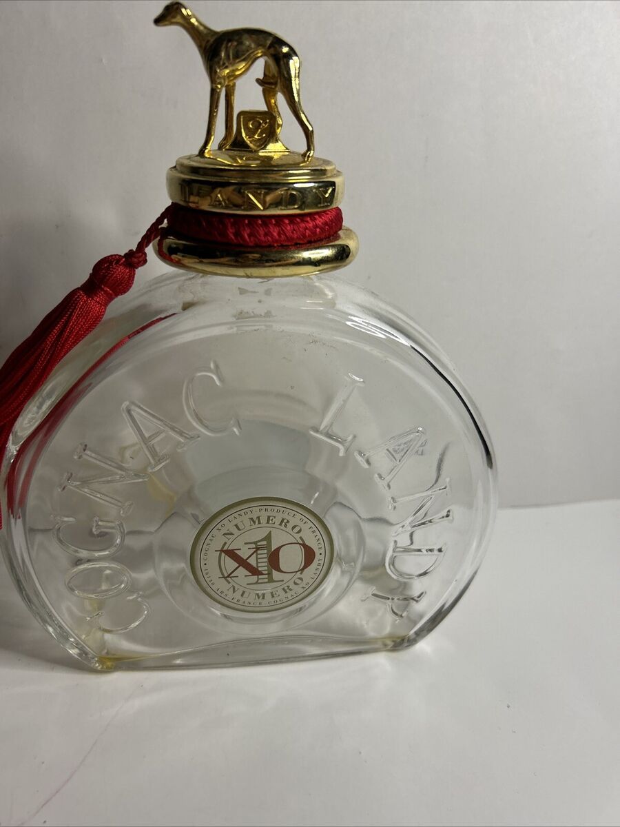 LANDY COGNAC XO Bottle W/ GREYHOUND Dog Bottle Top Lid