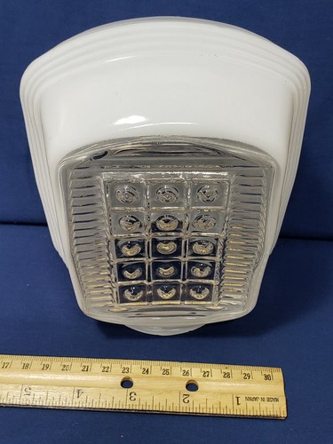 Applique da parete vintage art deco vetro smerigliato e trasparente lampada globo - Foto 3 di 8