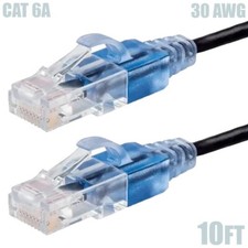10FT CAT6A RJ45 Network LAN Ethernet UTP Cable Cord Snagless Boot 30AWG Black