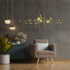 Modern Luxury Style Metal Wall Art, Minimalist Line Decor, Geometric Abstract