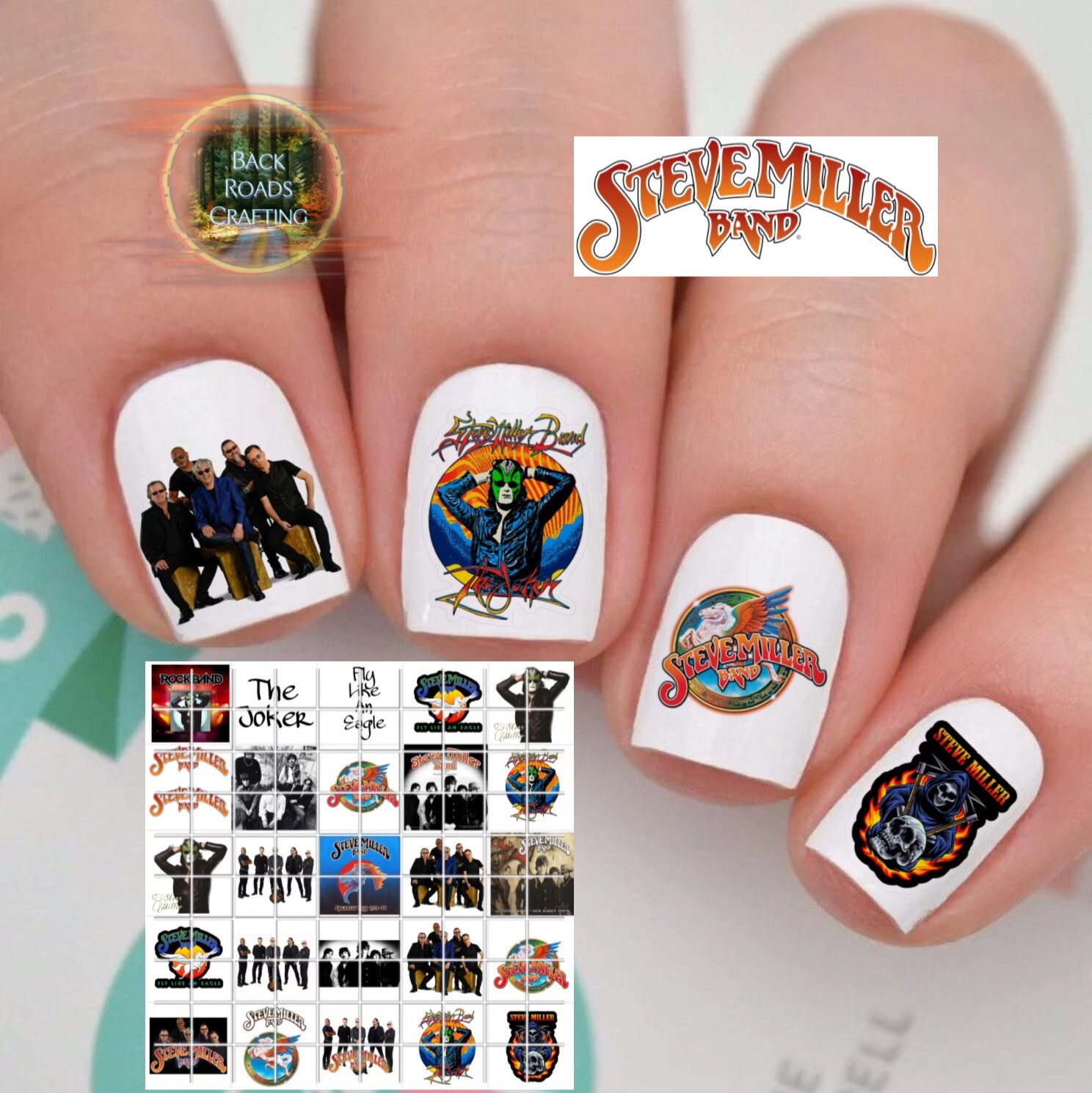 Steve Miller Band Waterslide Nail Art Decals Set Of 50 & Instructions and bonus