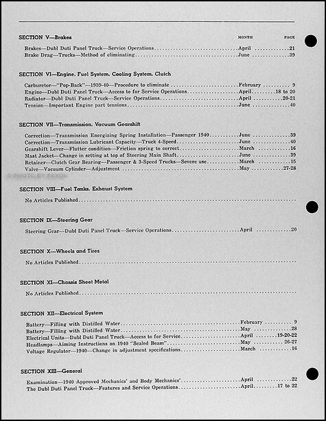 Juego de noticias de servicio Chevy 1940 actualizaciones manuales de taller camioneta y camioneta Chevrolet Foto 3 de 4