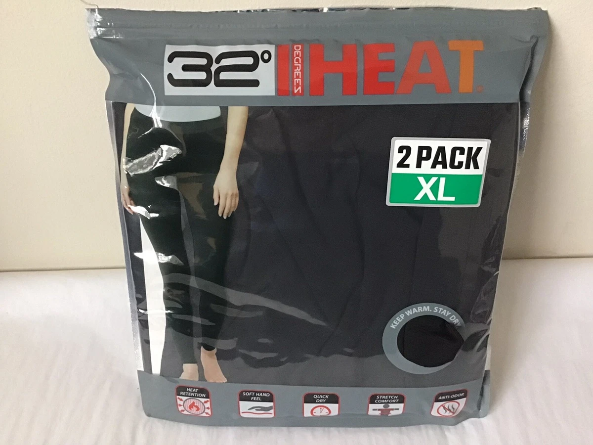 New 32° Degrees Heat 2 Pack Women XL Black Base Layer Pants Quick