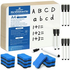 9 Pack A4 Mini Whiteboard Set for Classroom 21×29.7 cm Double Sided Dry Erase