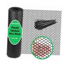 Upgraded Plastic Chicken Wire Fence 16 inch x 10 feet 0.3" opening Black