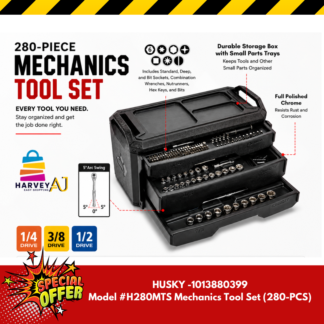 Husky Mechanics Tool Set 280 Piece Mechani'c Tools Set 3 Drawer