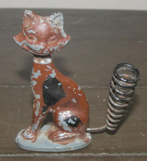 Vintage Rare Cast Iron 2 1/2" Cheshire Cat Pen Holder MCM Novelty Desktop Office