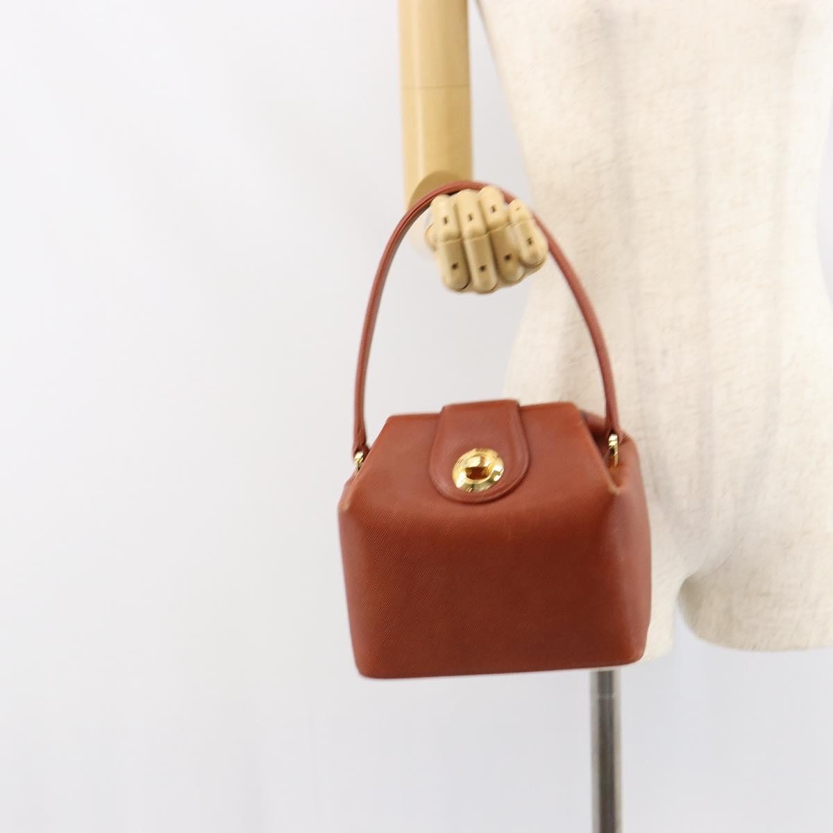 GIVENCHY Hand Bag Leather Brown Gold Auth 159082 — image 20