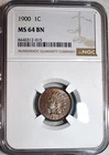 NGC MS-64 BN 1900 Indian Head Cent, Blazing, Frosty Surfaces w/ Hints of Red.