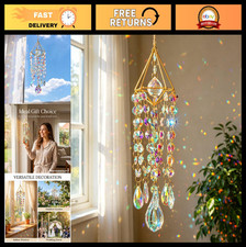 Handmade Crystal Suncatchers for Windows  21.5in Rainbow Maker Wind Chime Decor