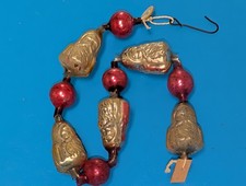 Antique 5 SANTA GARLAND BEADS on String Christmas Tree Ornament Germany 1920's