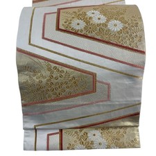 Japanese Kimono Fukuro obi excellent item Watabun signature chrysanthemum