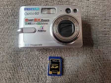Pentax Optio 60 6.0MP Compact Digital Camera - Silver - Tested & Working