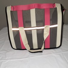 Pink Cream Mesh Polyester Medium Handbag Carrier for Dogs - No Hanging Strap