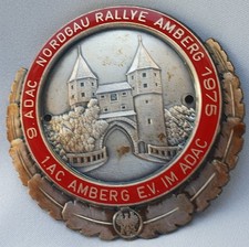 Alte Vintage Plakette Grill Badge Oldtimer 9. ADAC Nordgau Rallye Amberg 1975