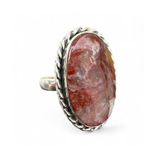 Crazy Lace Agate Solid 925 Sterling Silver Ring 7.5