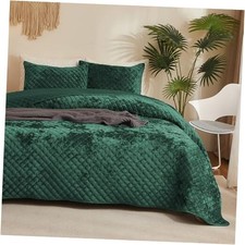Ultra Soft Velvet Quilt Set Full Queen Size - Luxury Lightweight Velvet