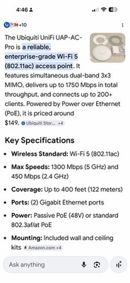 Ubiquiti UniFi UAP-AC-Pro Wi-Fi 5 Dual-Band Access Point PoE 2x Gigabit Ethernet