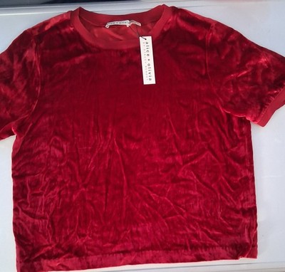 Red Velvet Top Short Sleeve NWT  Alice+ Olivia Size L