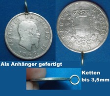1 Lira 1863  M L.1 - Regano D'Italia Vittorio Emanuele II  -  Silber / Anh&auml;nger