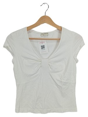 VIA APPIA Damen T-Shirt Weiß Gr. S 36 Raffung Feminin