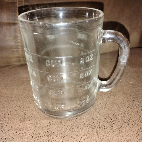 Vtg Hazel Atlas Glass Measuring Cup Raised No Spout 1 Cup 8 Ounce Kitchen Tool Z