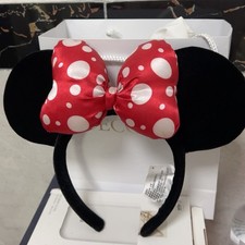 Satin Polka Dot Bow Classical Disney Parks Minnie Mickey Ears Headband US POST
