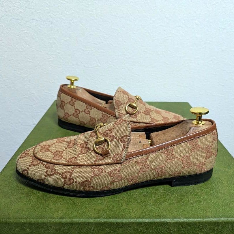 GUCCI Women's Loafers Horsebit GG Canvas Beige Size:36/JP:23 147846K Authentic thumbnail 10