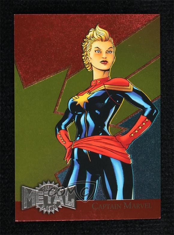 2015 Marvel Fleer Retro 1995 Fleer Metal Blaster Captain Marvel #7 s1t