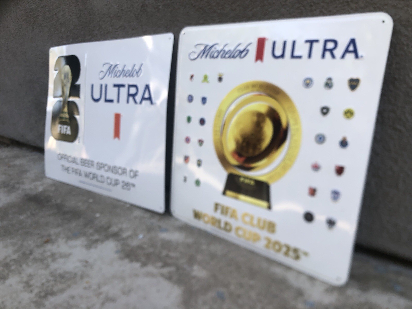 New (2) Michelob Ultra Tin Signs World Cup 2026 And World Cup Of Clubs 2025