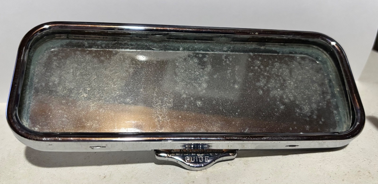 Original 1939-50 GUIDE Glare Proof Flipper Interior Ribbed Rear View Mirror