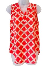 41 Hawthorn Coral Shelby Split Neck Business Casual Preppy Blouse Top Small