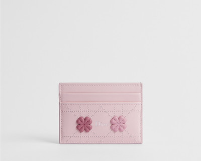 Dior Jardin Freesia Card Holder Clover Charm Japan Exclusive Embroidery Cannage